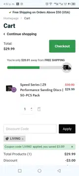Living coupon verification screenshot