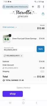 ROLANDOLAN10 coupon verification screenshot