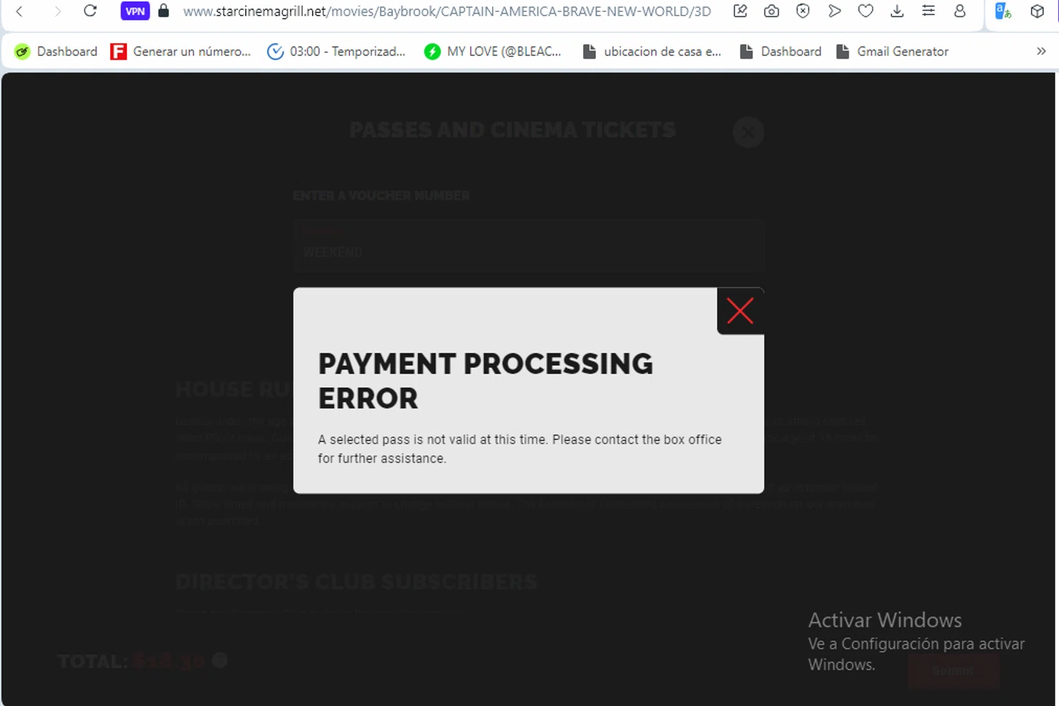 Star Cinema Grill promo code screenshot showing code WEEKEND applied at Star Cinema Grill checkout page. Uploaded by SimplyCodes community member Franco20 on Feb 14, 2025