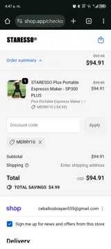 merry10 coupon verification screenshot