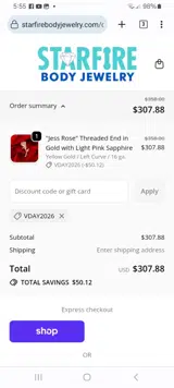 VDAY2026 coupon verification screenshot