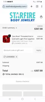 LOVEWEEK coupon verification screenshot