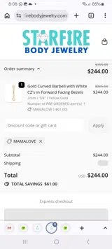 MAMALOVE coupon verification screenshot