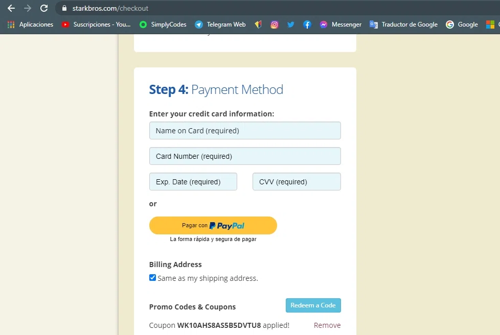 how to use Stark Bro's coupons