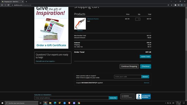 Stark Bro's checkout page showing Stark Bro's promo code box | Screenshot taken by SimplyCodes community member on Jan 7, 2022