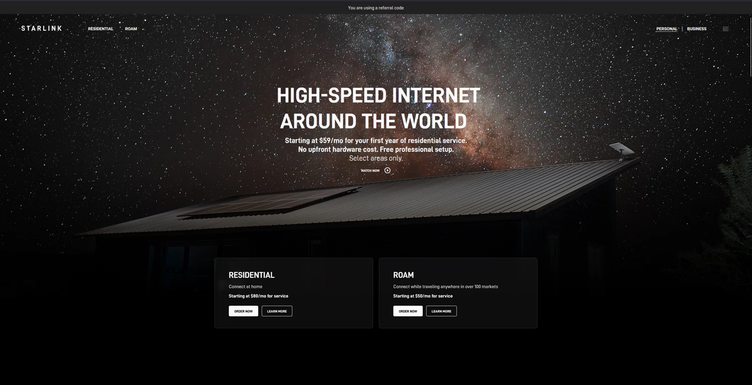 Starlink Internet checkout page showing Starlink Internet discount code box | Screenshot taken by SimplyCodes community member on Oct 23, 2025
