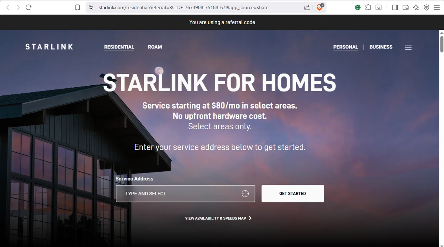 Starlink Internet checkout page showing Starlink Internet discount code box | Screenshot taken by SimplyCodes community member on Dec 18, 2025