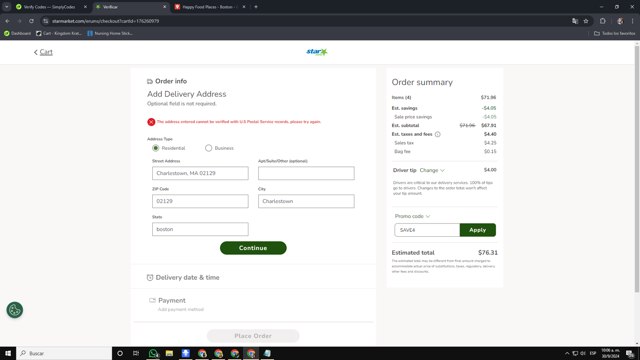 Star Market checkout page showing Star Market promo code box | Screenshot taken by SimplyCodes community member on Sep 30, 2024