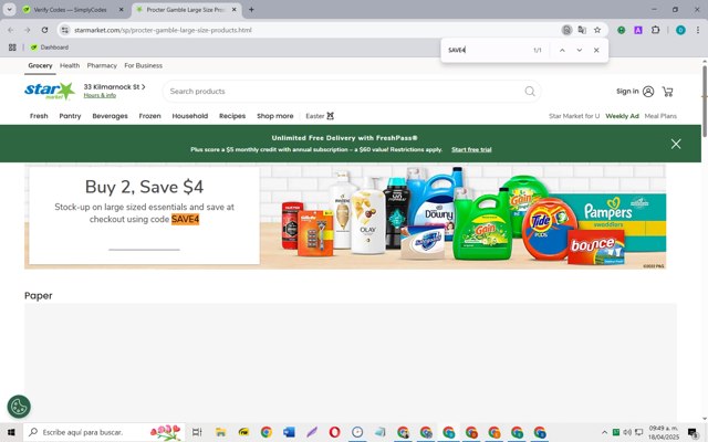 Star Market checkout page showing Star Market promo code box | Screenshot taken by SimplyCodes community member on Apr 18, 2025