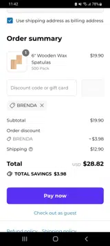 BRENDA coupon verification screenshot