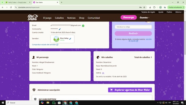 Star Stable checkout page showing Star Stable discount code box | Screenshot taken by SimplyCodes community member on Apr 10, 2025