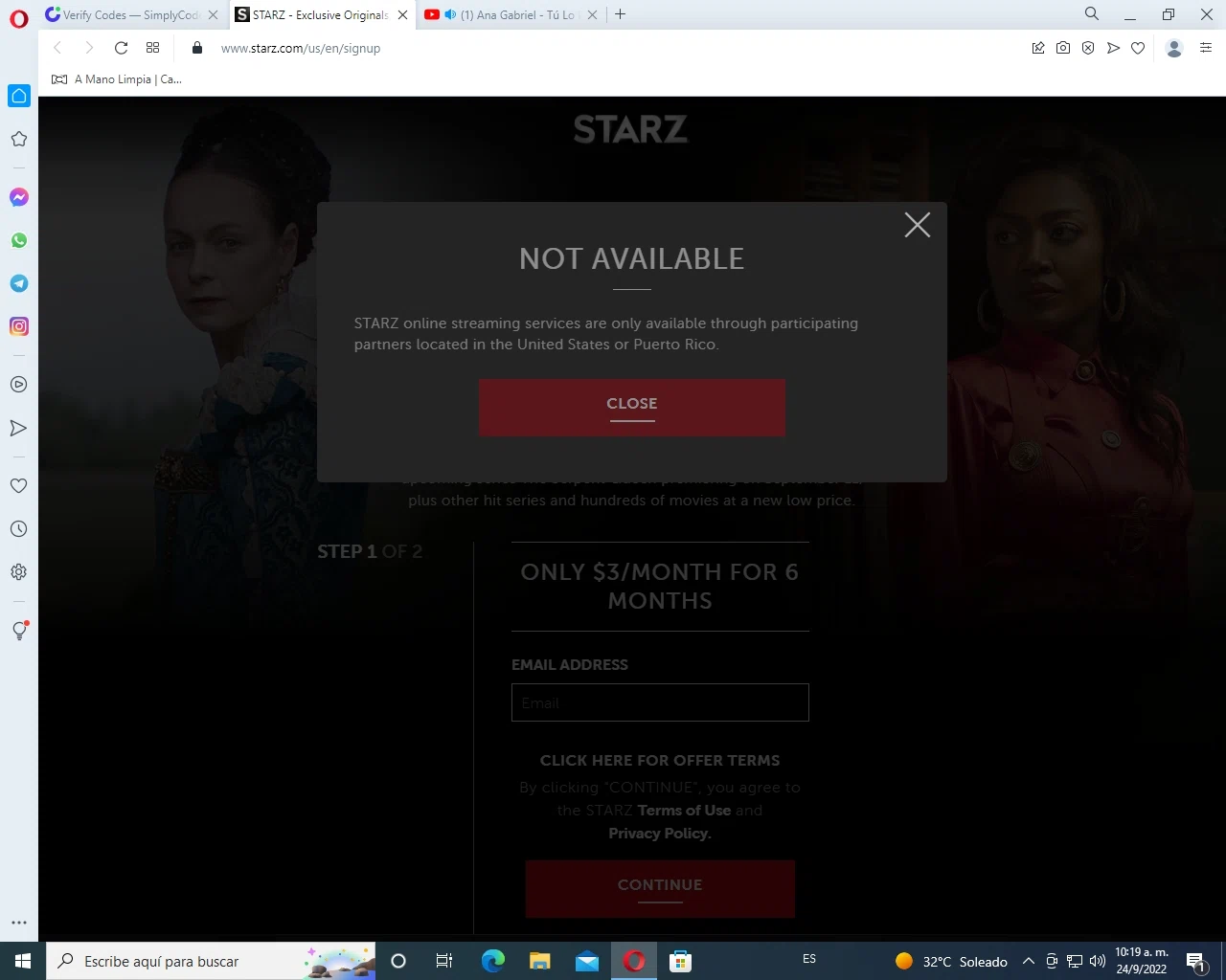 Starz checkout page showing Starz discount code box | Screenshot taken by SimplyCodes community member on Sep 24, 2022