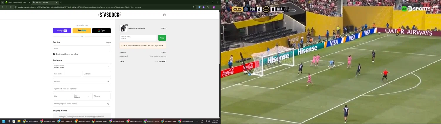 Stasdock promo code screenshot showing code EXTRA5 applied at Stasdock checkout page. Uploaded by SimplyCodes community member RoyalSentinel4577 on Jun 29, 2025