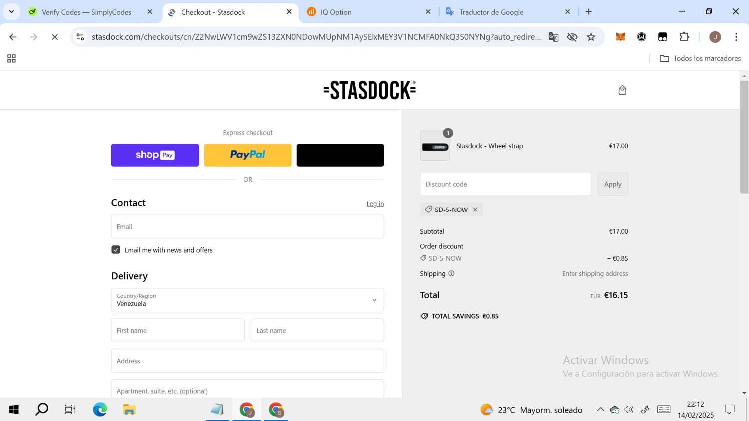 Stasdock promo code screenshot showing code Sd-5-now applied at Stasdock checkout page. Uploaded by SimplyCodes community member RoyalAdmiral4824 on Feb 15, 2025