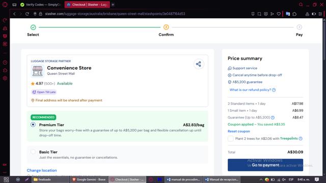 Stasher Luggage checkout page showing Stasher Luggage coupon code box | Screenshot taken by SimplyCodes community member on Aug 25, 2025