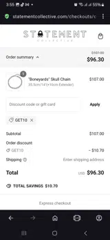 Get10 coupon verification screenshot