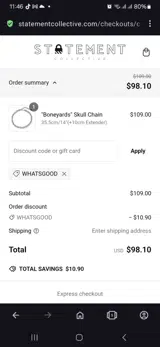 Whatsgood coupon verification screenshot