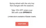 SPRING15 coupon verification screenshot