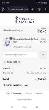 SINGLES11 coupon verification screenshot