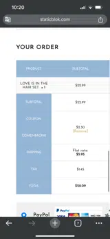 comenback10 coupon verification screenshot