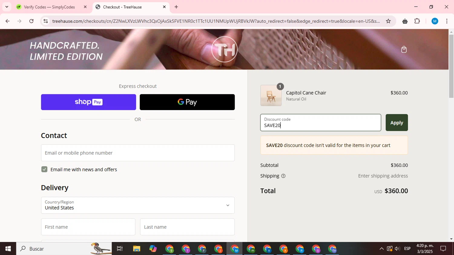 Stay Generator promo code screenshot showing code NOFOMO applied at Stay Generator checkout page. Uploaded by SimplyCodes community member LegendaryCurator1585 on Mar 3, 2025