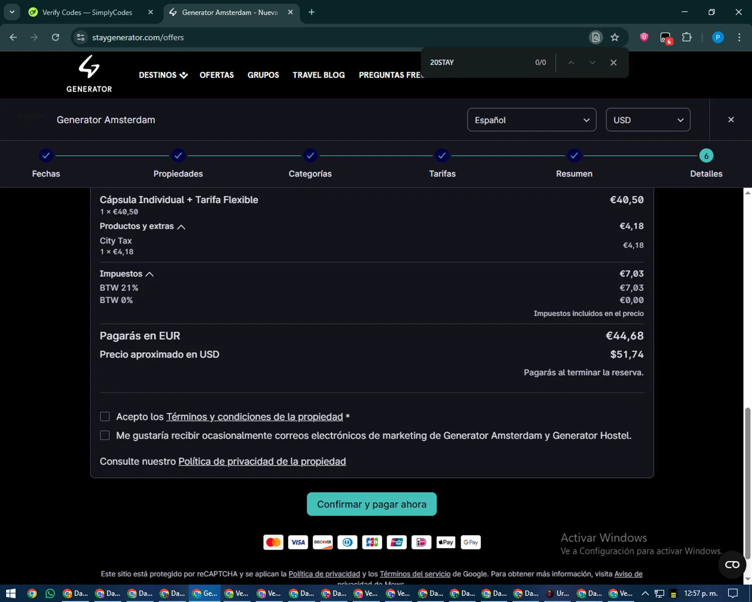 Stay Generator promo code screenshot showing code 20STAY applied at Stay Generator checkout page. Uploaded by SimplyCodes community member juiceWRLD on Jan 19, 2026
