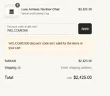 WELCOME500 coupon verification screenshot