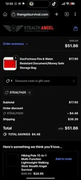 STEALTH25 coupon verification screenshot