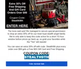 STEALTH9TH coupon verification screenshot