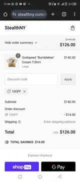 10OFF coupon verification screenshot