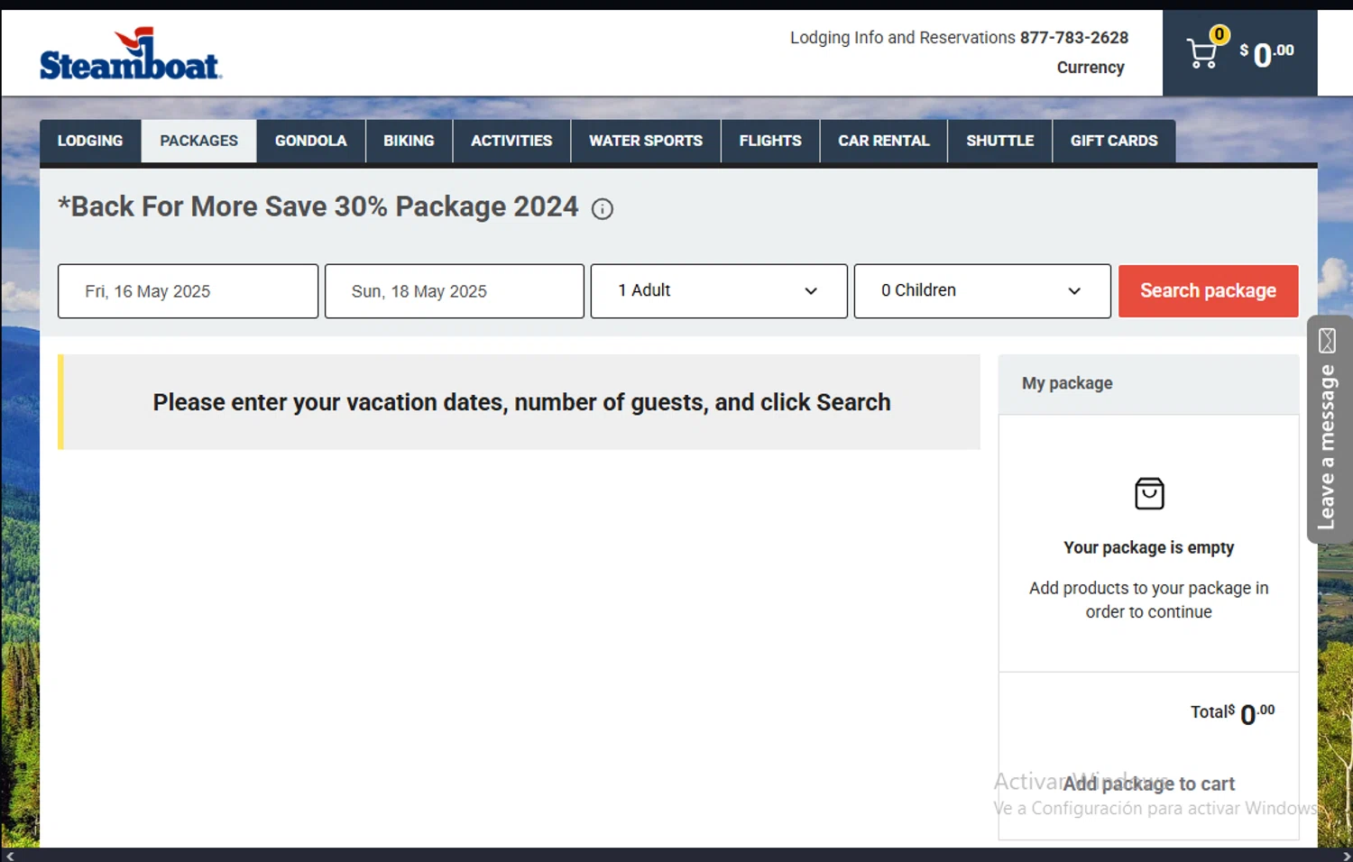 Steamboat Resort checkout page showing Steamboat Resort promo code box | Screenshot taken by SimplyCodes community member on May 14, 2025