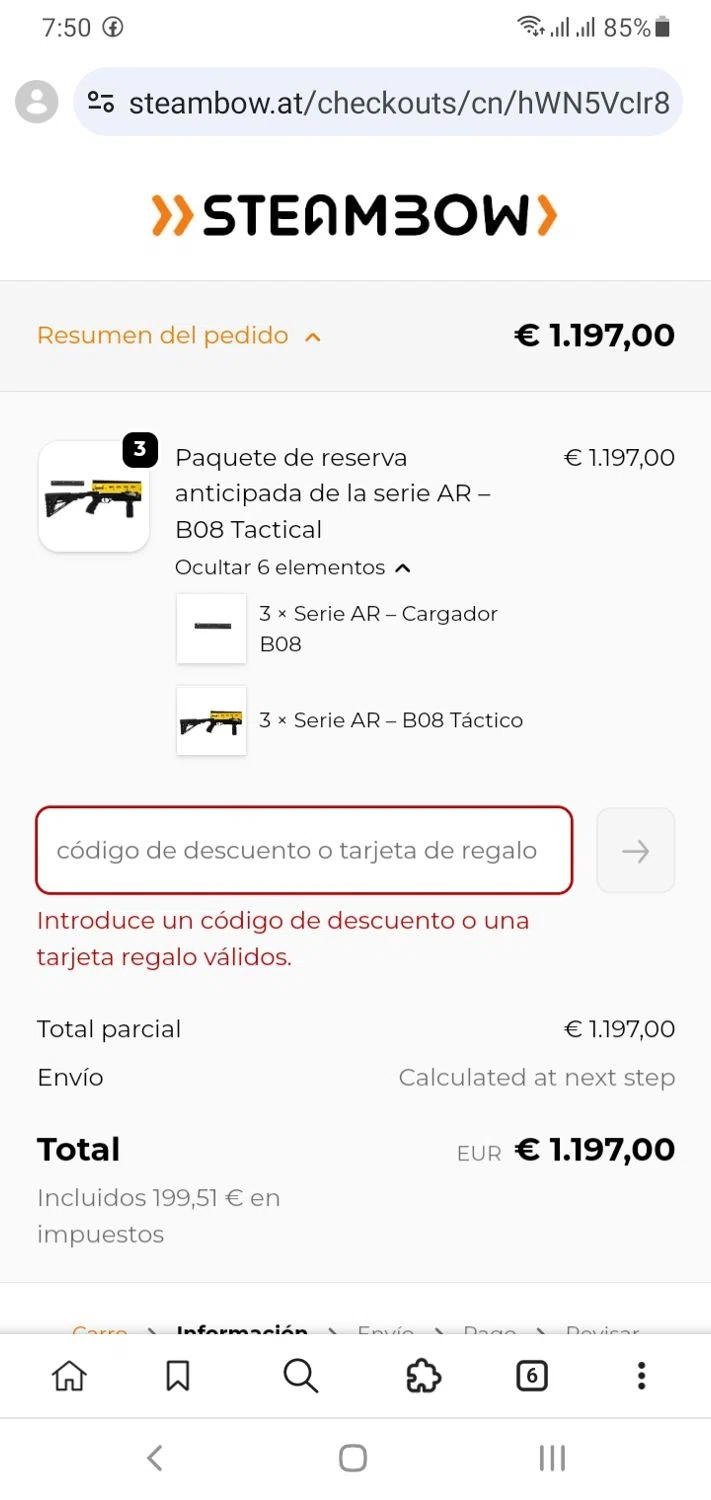Steambow discount code screenshot showing code SAFEOPT24 applied at Steambow checkout page. Uploaded by SimplyCodes community member Menotii23 on Nov 20, 2025