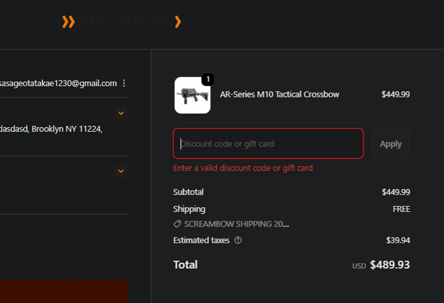 Steambow discount code screenshot showing code HALLOWEEN2025 applied at Steambow checkout page. Uploaded by SimplyCodes community member PedroNavaja on Nov 3, 2025