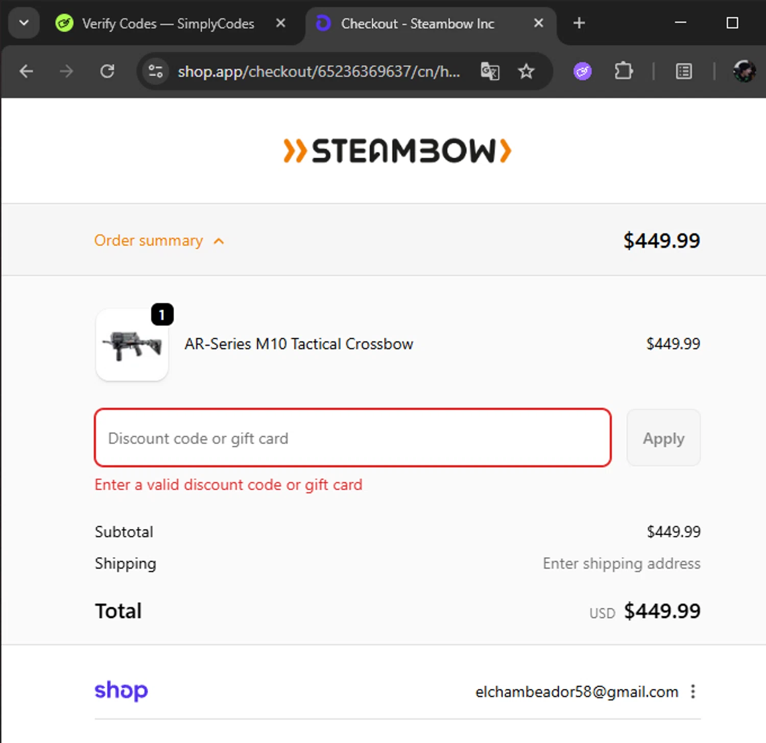 Steambow discount code screenshot showing code HALLOWEEN2025 applied at Steambow checkout page. Uploaded by SimplyCodes community member cuticula on Nov 3, 2025