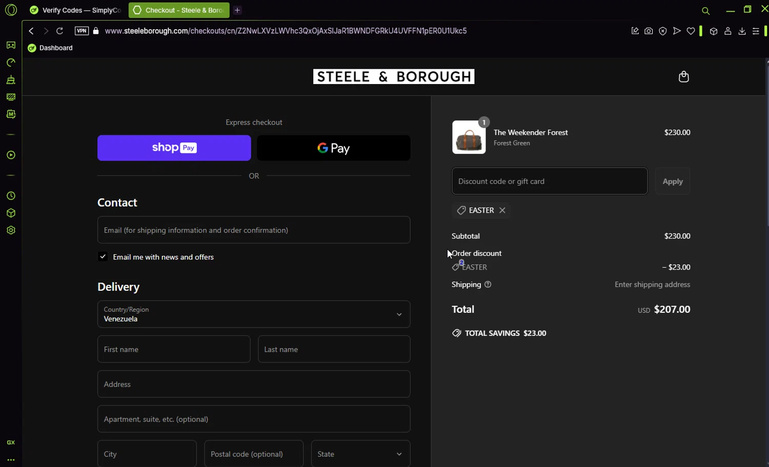 Steele & Borough promo code screenshot showing code EASTER applied at Steele & Borough checkout page. Uploaded by SimplyCodes community member Jisus007 on Apr 16, 2025