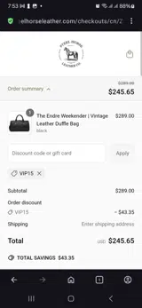 Steel Horse Leather coupon verification screenshot