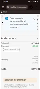 AmericanMade coupon verification screenshot