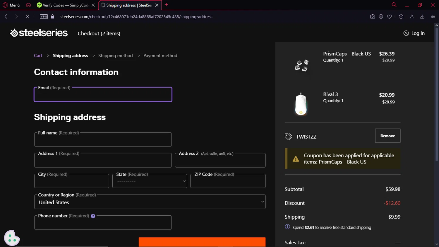 where to use Steelseries promo code box