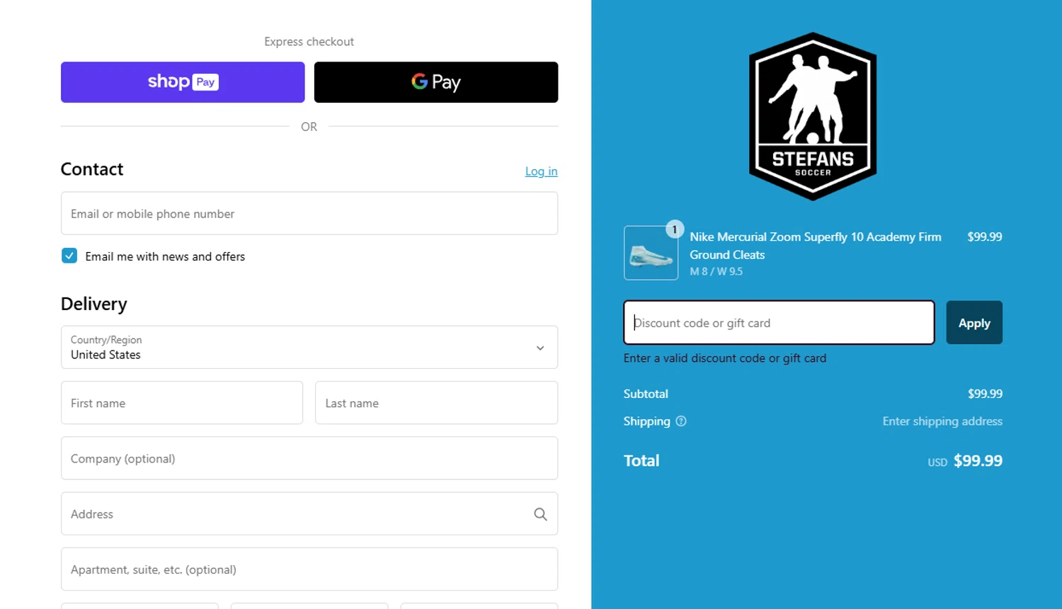 Stefans Soccer promo code screenshot showing code FIREWORKS applied at Stefans Soccer checkout page. Uploaded by SimplyCodes community member SmartFinder4193 on Feb 12, 2025