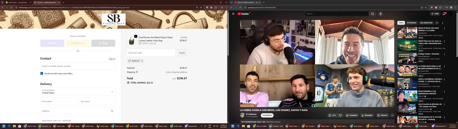 Stefany Bags Shoes and More promo code screenshot showing code 7OFF277 applied at Stefany Bags Shoes and More checkout page. Uploaded by SimplyCodes community member GloriousPioneer2942 on Nov 2, 2025