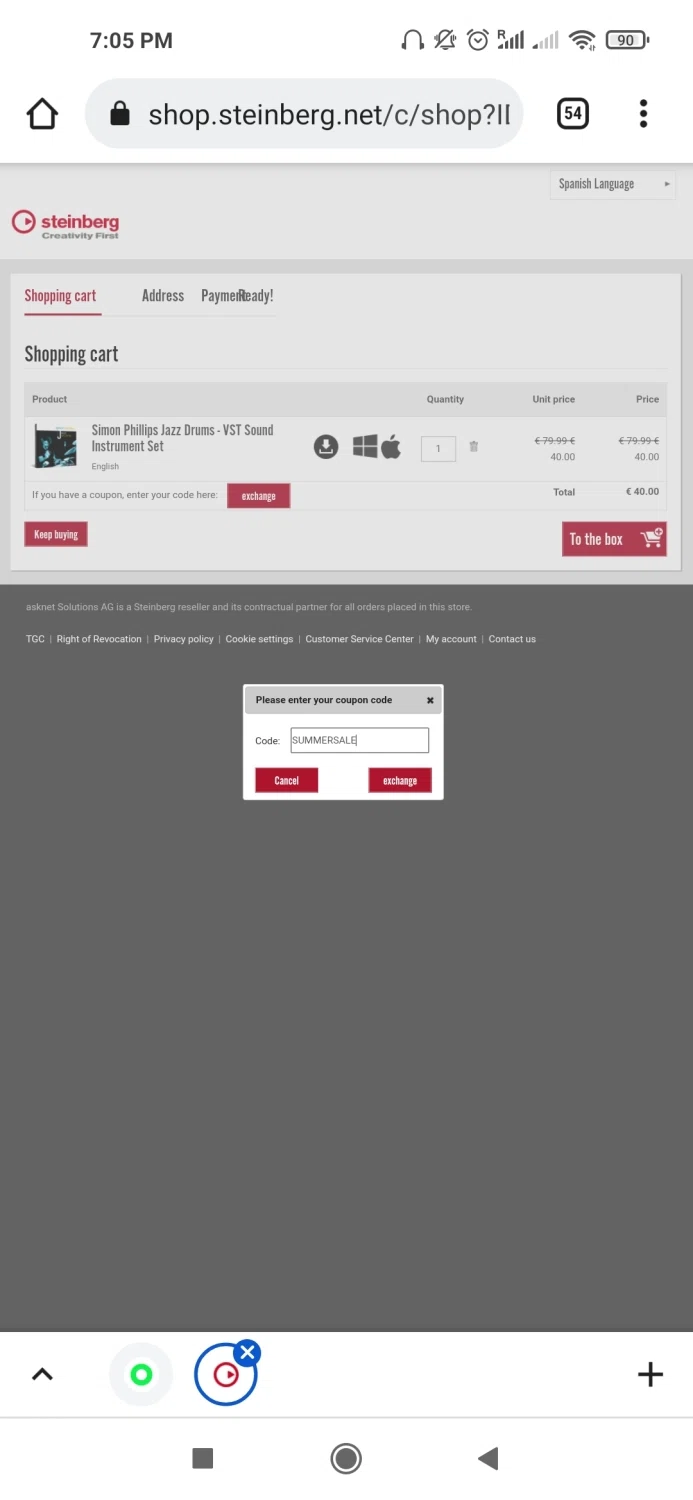 where to use Steinberg promo code box