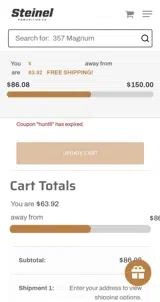 Steinel Ammunition coupon verification screenshot