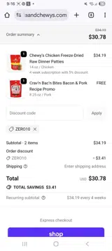 Zero10 coupon verification screenshot