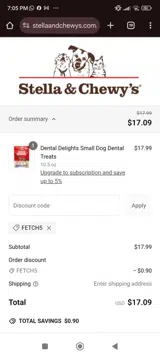 FETCH5 coupon verification screenshot