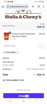 WELCOME5 coupon verification screenshot