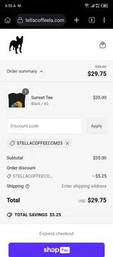 StellaCoffeecom23 coupon verification screenshot