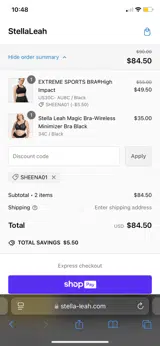 SHEENA01 coupon verification screenshot