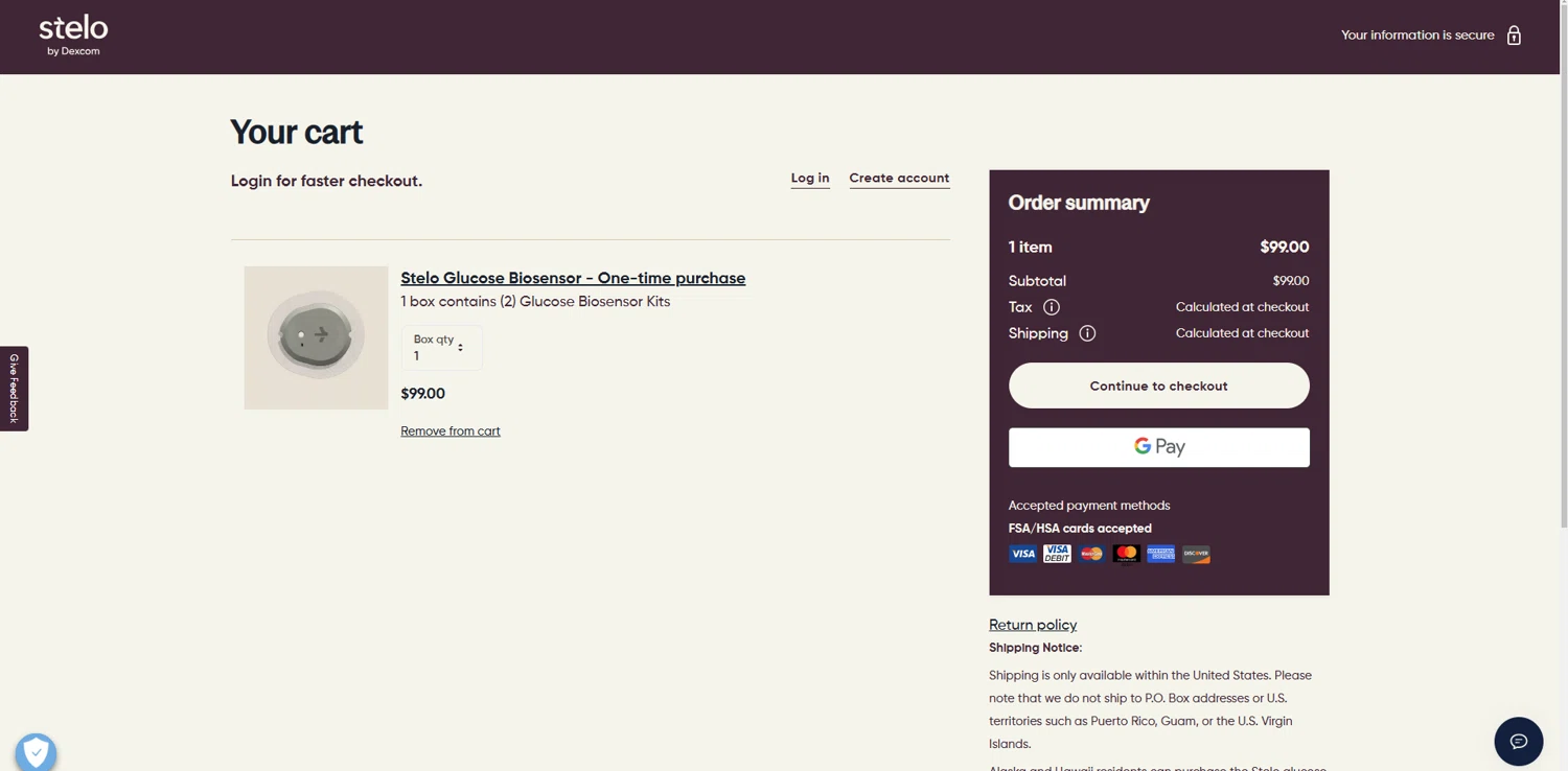 Stelo checkout page showing Stelo promo code box | Screenshot taken by SimplyCodes community member on Oct 31, 2024