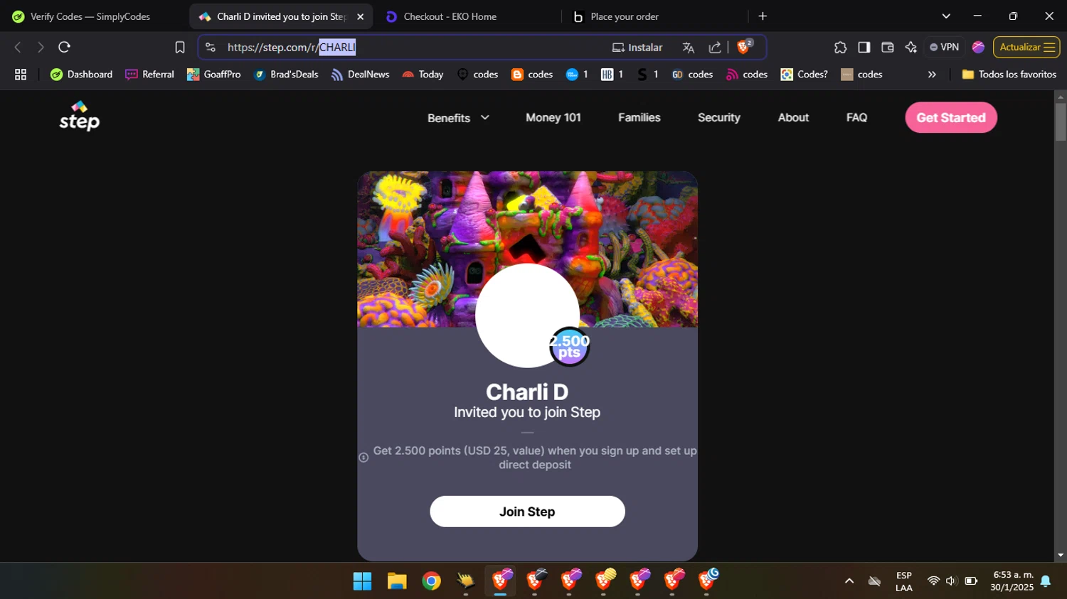 Step checkout page showing Step coupon code box | Screenshot taken by SimplyCodes community member on Jan 30, 2025