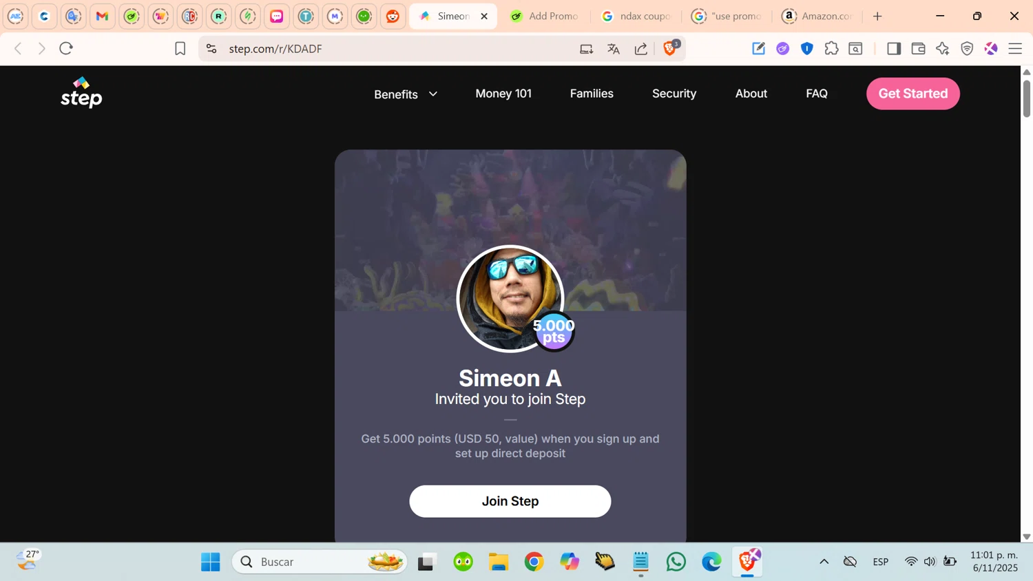 Step coupon code screenshot showing code KDADF applied at Step checkout page. Uploaded by SimplyCodes community member cosita on Nov 7, 2025